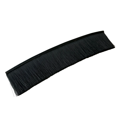 A black sweep broom with synthetic bristles on a white background.