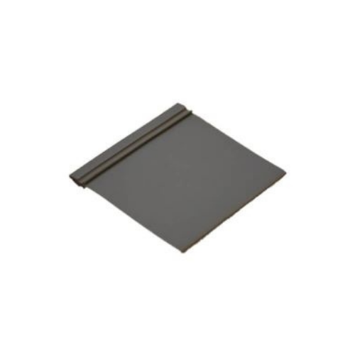 Black roof tile with a raised edge.