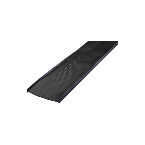 A black plastic or rubber kick plate or guard with raised ridges, possibly a car or vehicle mat or part.