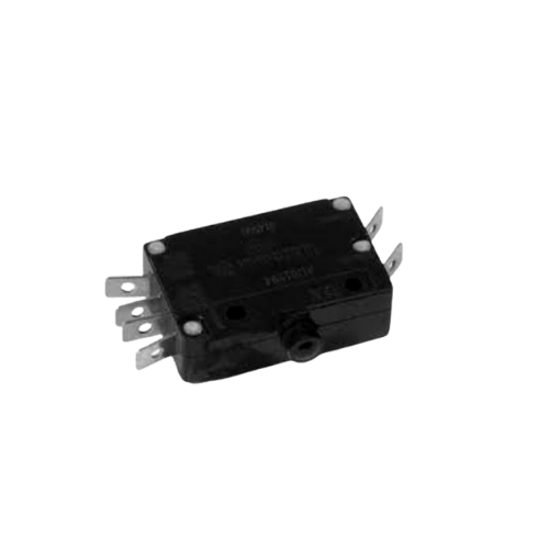 A small black electronic relay with multiple metal pins extending from its sides.