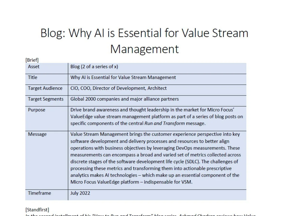 Why AI is Essential for Value Stream Management — Micro Focus blog post on AI in software delivery.