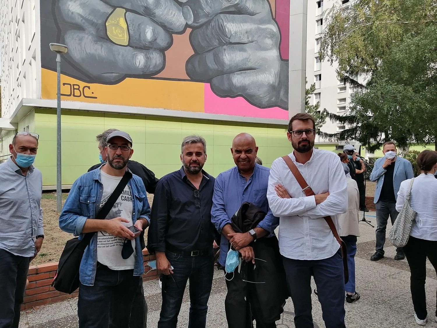 Inauguration en compagnie d'Olivier Fanon, fils de Frantz Fanon et du député de la Seine-Saint-Denis Alexis Corbière