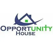 Logo for Opportunity House featuring a house and a dove with the words 'Opportunity House'.