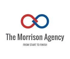 Logo of The Morrison Agency featuring a red and blue infinity symbol above the company name and the tagline "From Start to Finish".