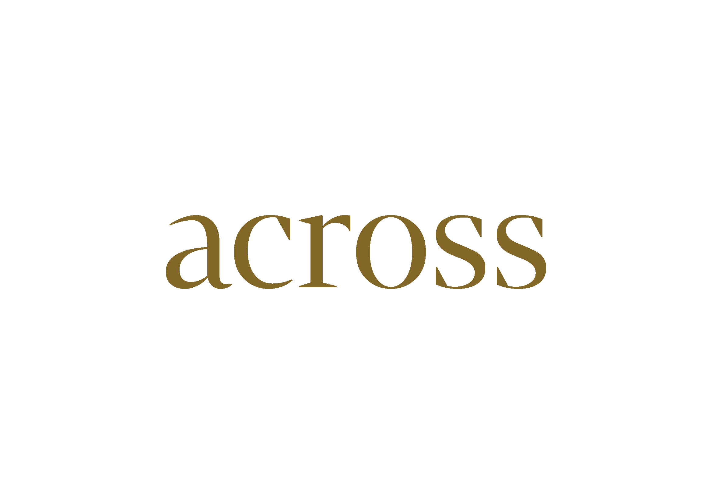 The word 'across' written in brown serif font on a white background.