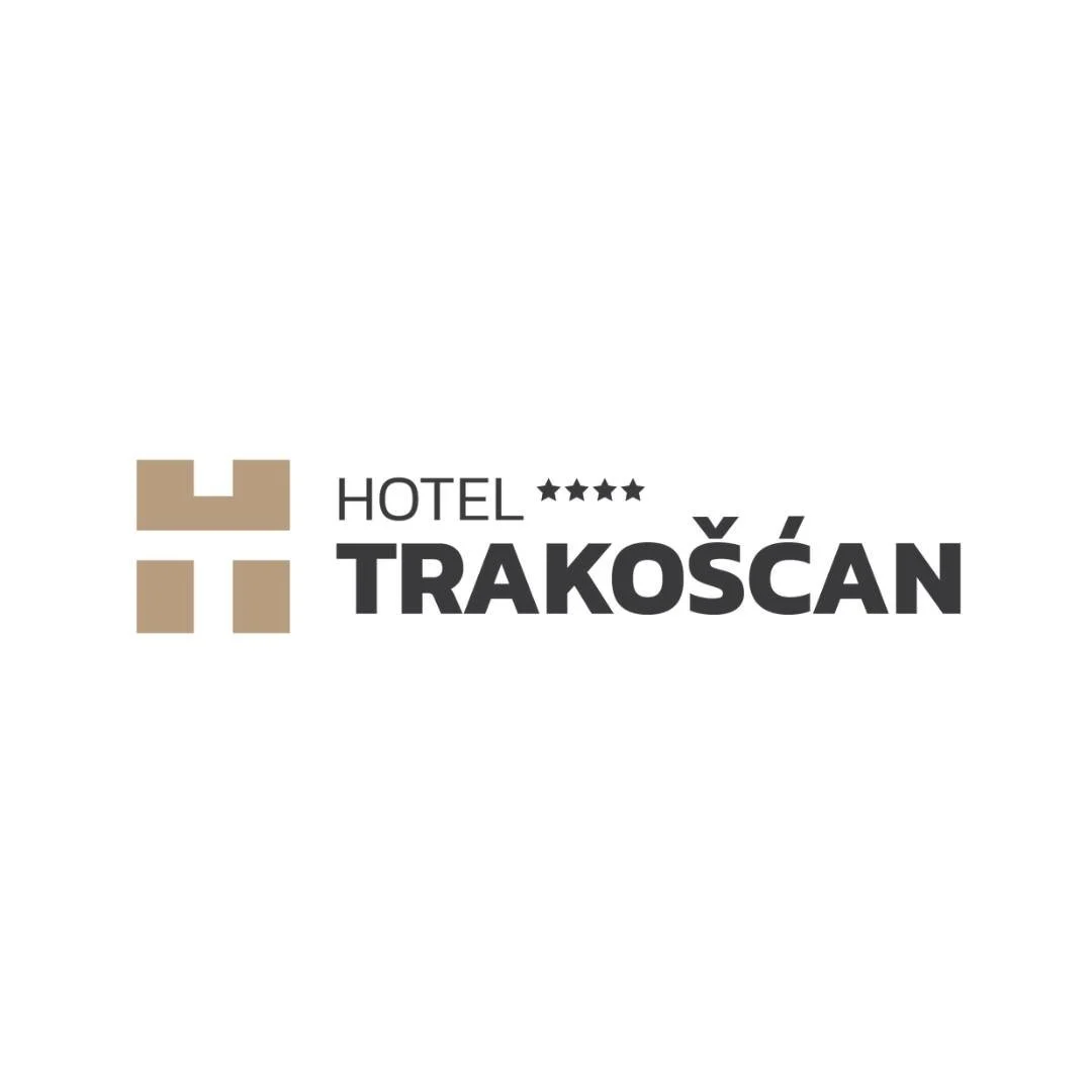 Logo of Hotel Trakošćan with a beige cross-like symbol and black text.