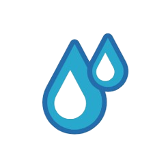 Water droplets icon with a green drop inside, symbolizing water or hydration
