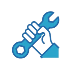 Illustration of a wrench and a wrench on top of a gear, symbolizing tools and maintenance.