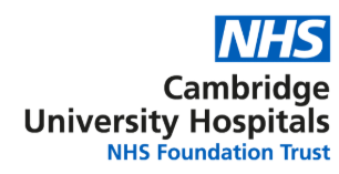 NHS logo with text indicating Cambridge University Hospitals NHS Foundation Trust.