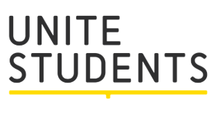 Text reading 'UNITE STUDENTS' with a yellow line underneath