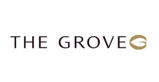 Logo for The Grove with stylized text and a gold circular emblem