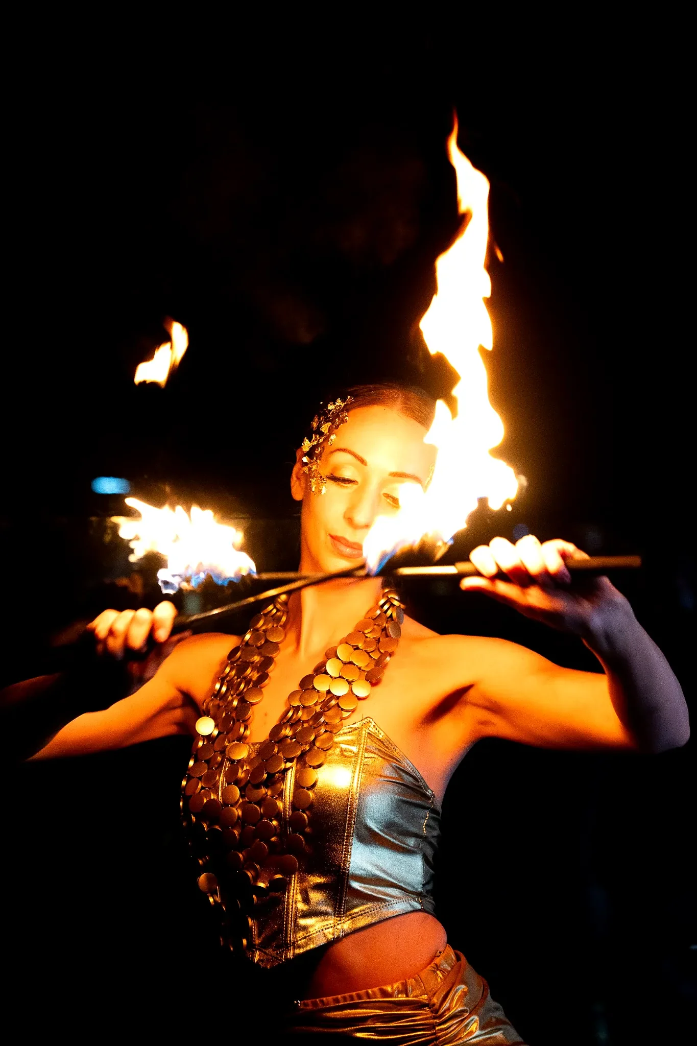 Fire events performer in leeds at uyare restaurant launch party with photobox photo booth event photography