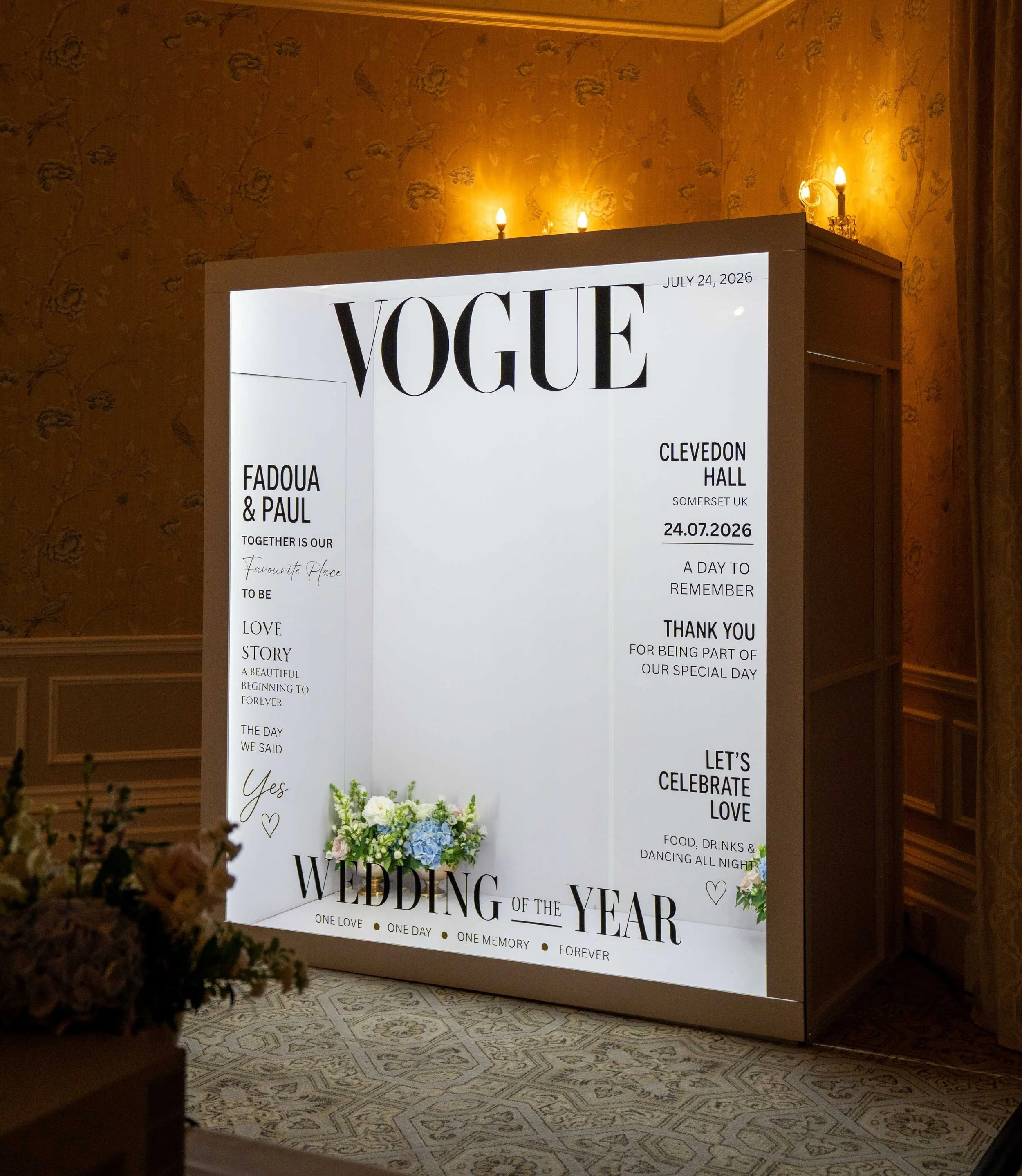 couple wedding clevedon hall somerset magazine style photo booth box with photobox events yorkshire