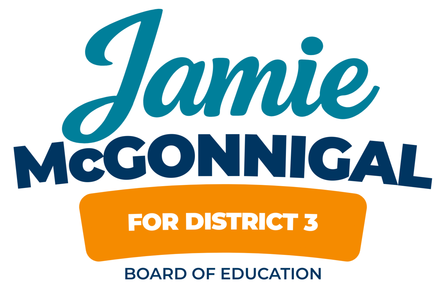 Logo for Jamie McGonnigal for District 3 with campaign colors and text for District 3 candidate.