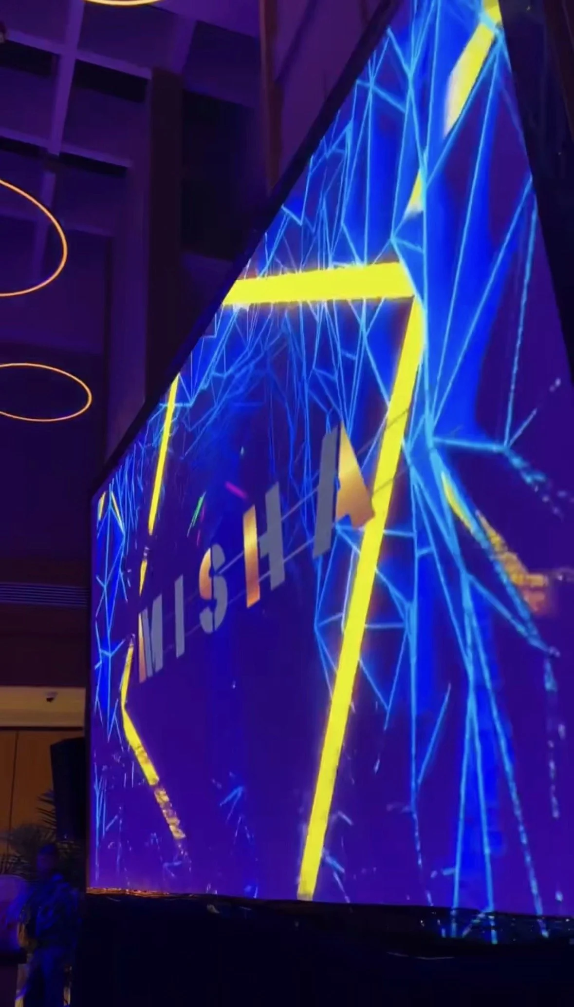 Projector and screen setup at a Bar Mitzvah in Miami Beach