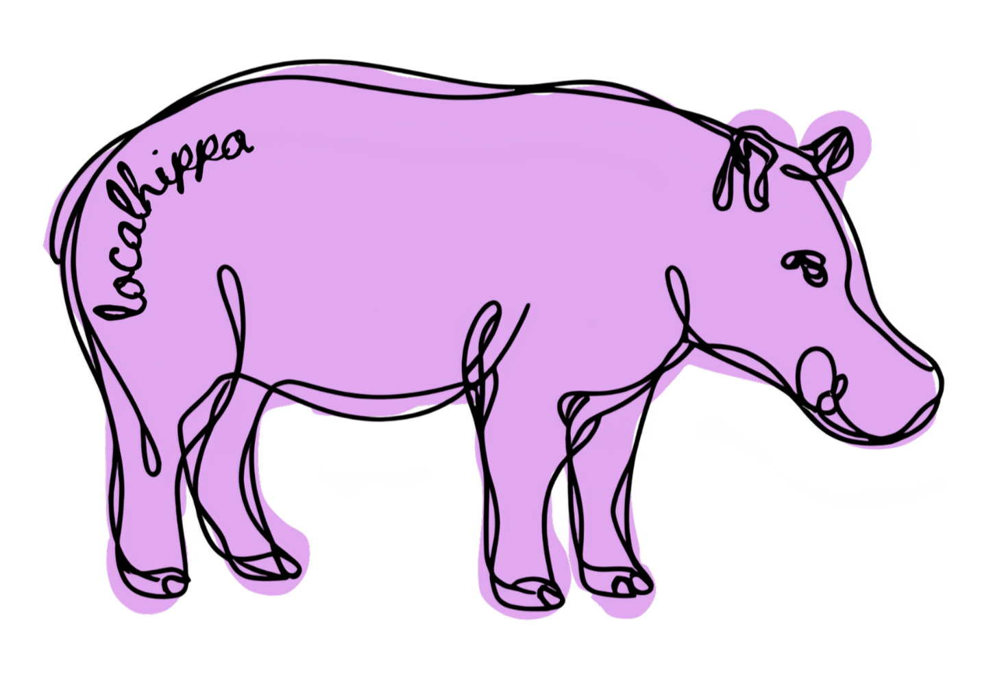 A line drawing of the animal Appaloosa, filled with light purple color, with the word 'Appaloosa' written along its back.