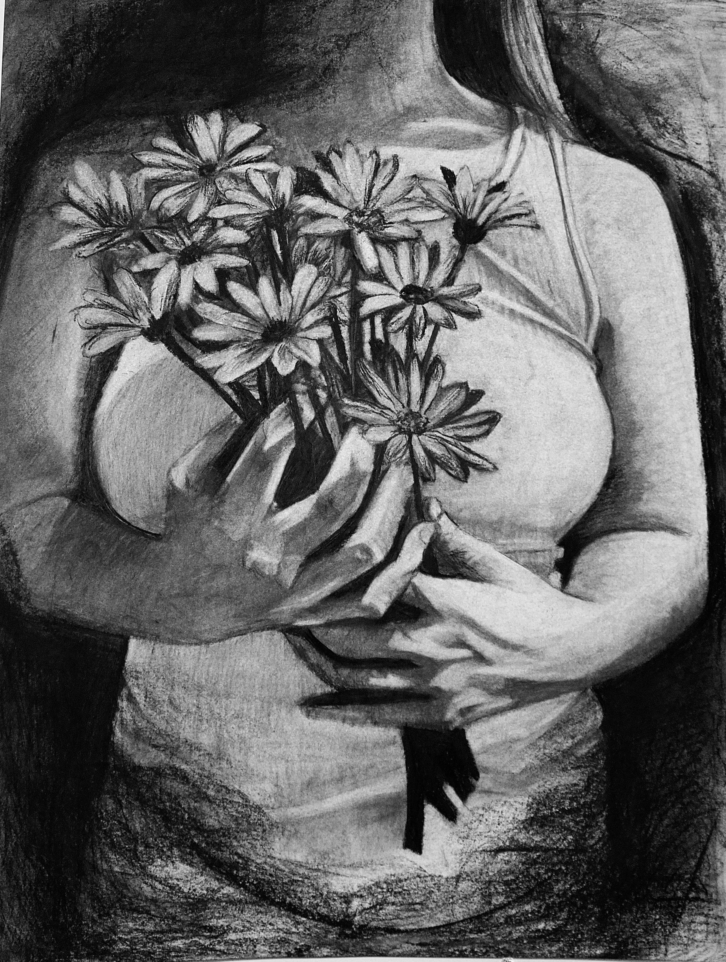 Nurture, 2025, Charcoal on Paper, 18" x 24"
