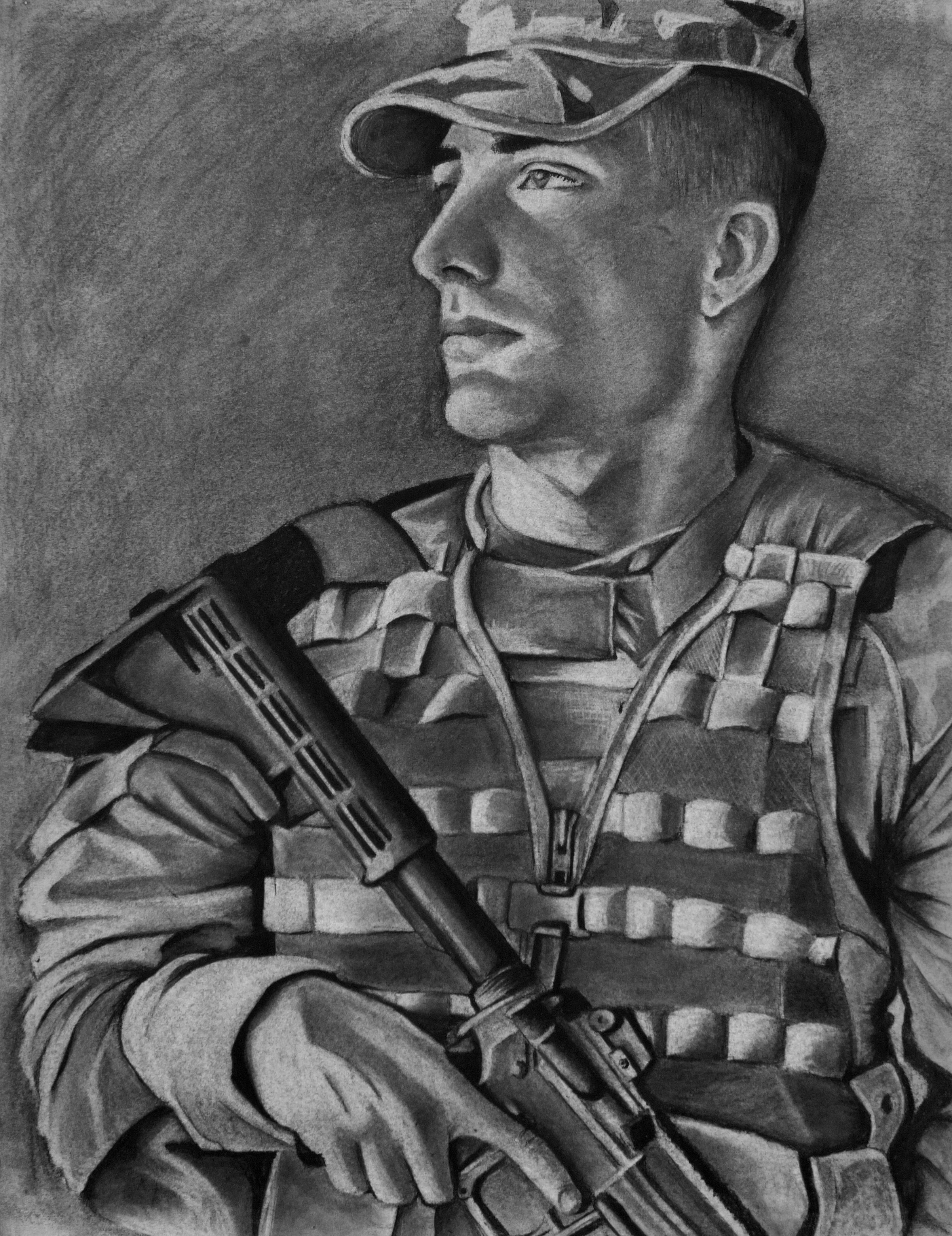 Quiet Strength, 2025, Charcoal on Paper, 18" x 24"