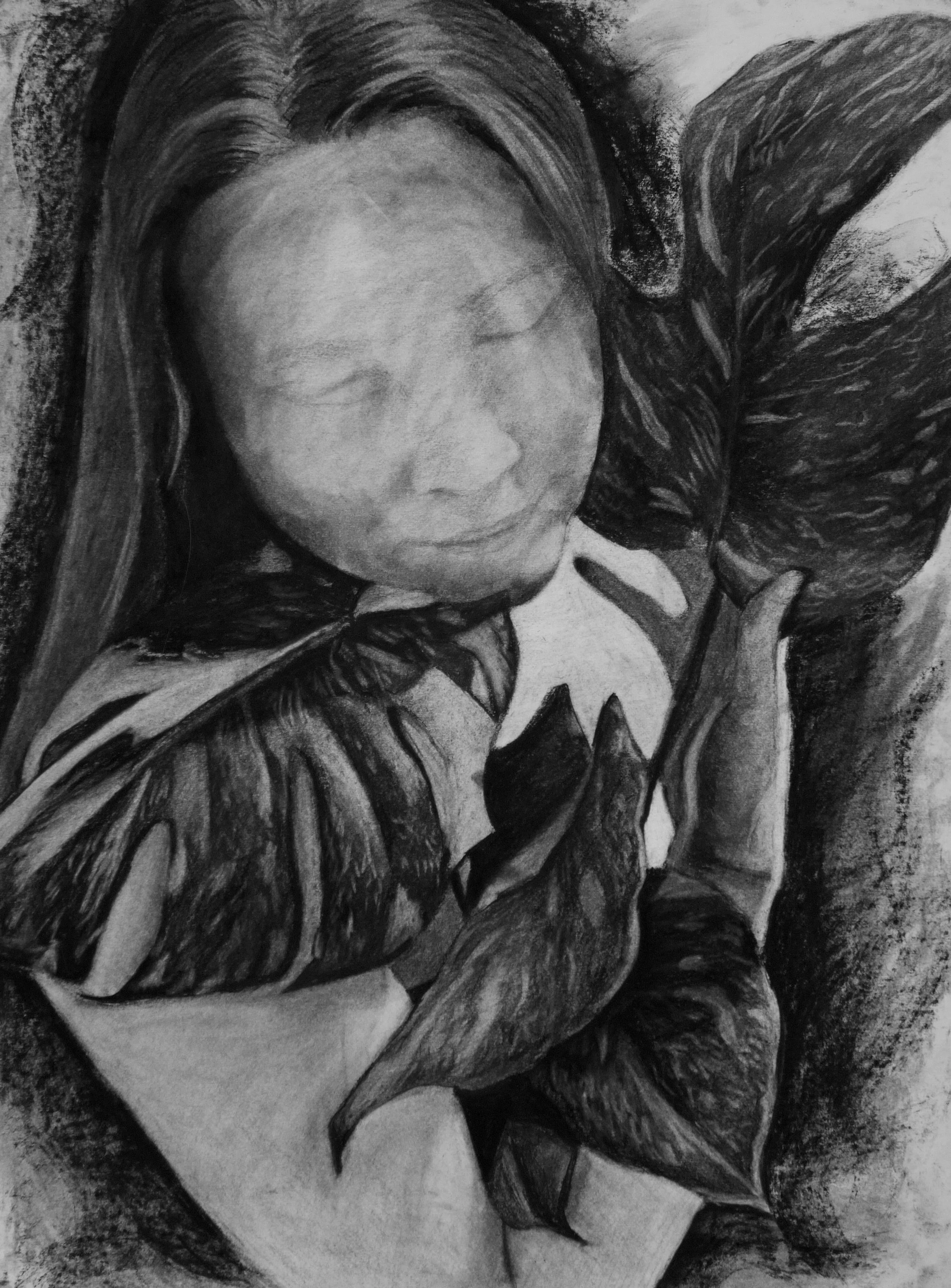 Intertwined, 2025, Charcoal on Paper, 18" x 24"