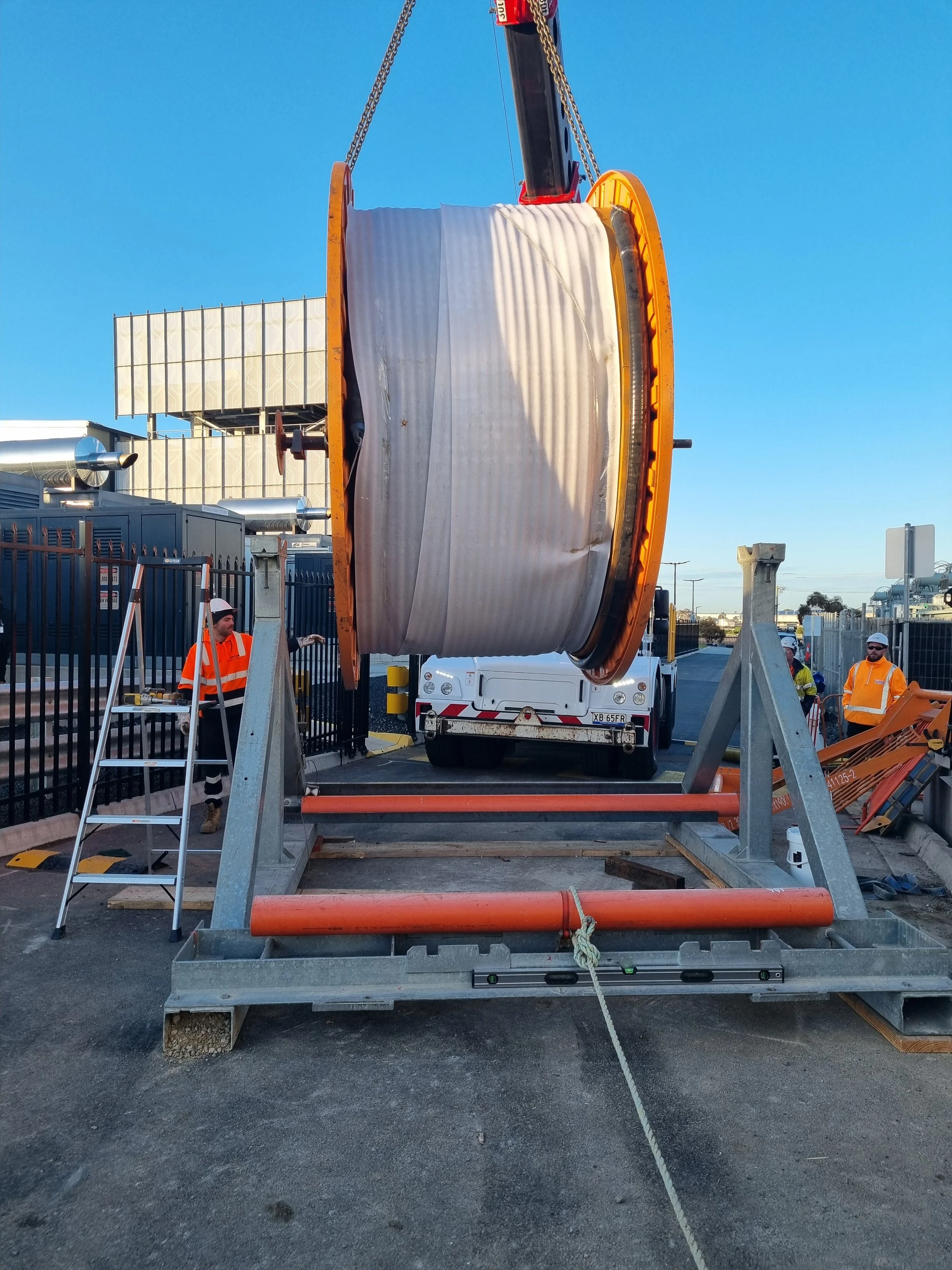 15t cable drum on an A-Frame stand