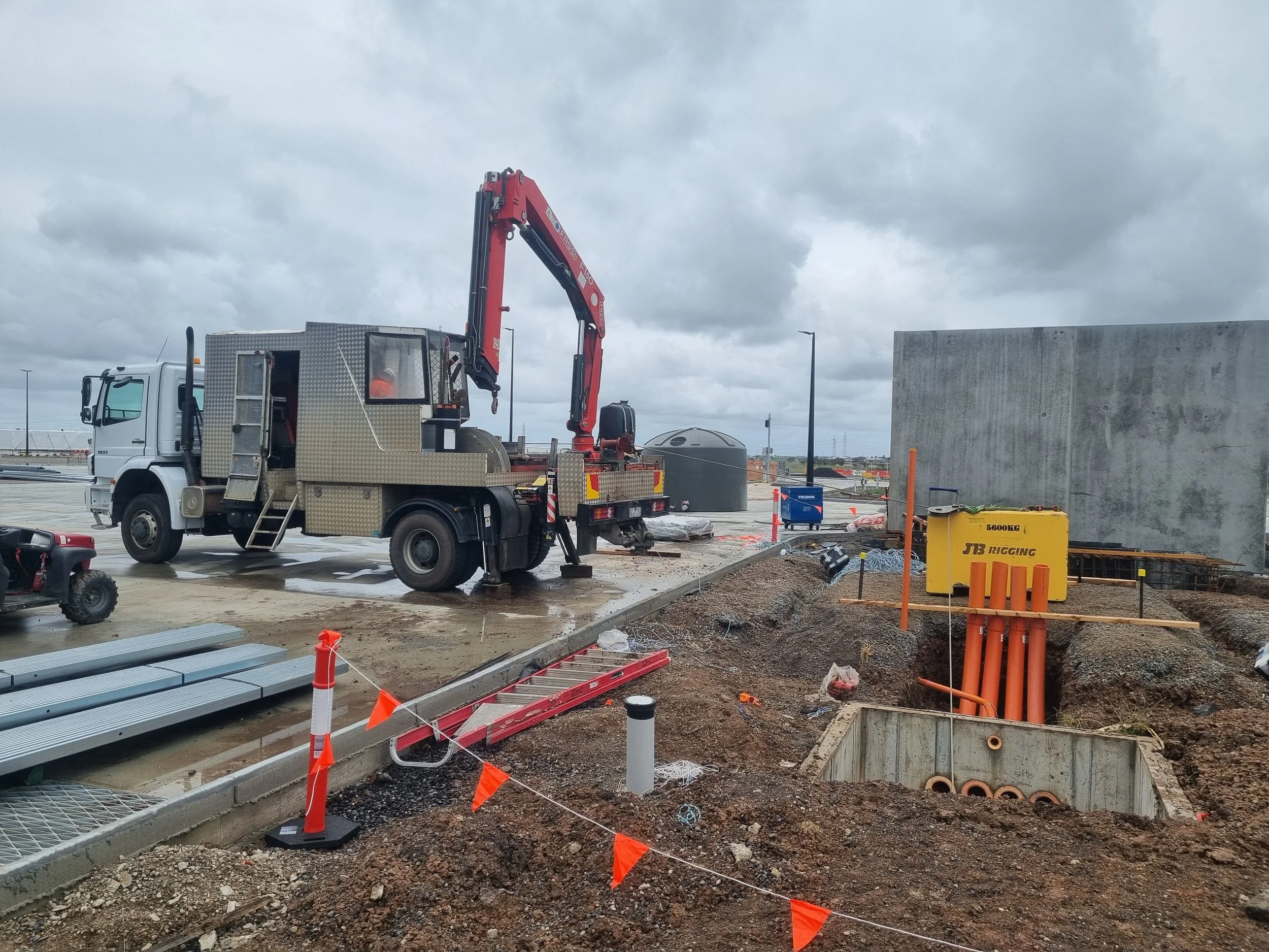 Winch truck in action - pulling underground 