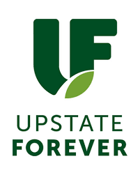 UPSTATE FOREVER logo with green text and a leaf graphic.