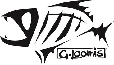 A stylized fish graphic with fins and a tail, with the text 'G. Loomis' inside a rectangular box below the fish