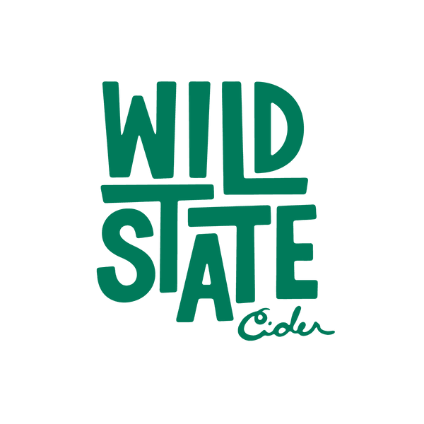 Wild State Cider brand logo green text design.