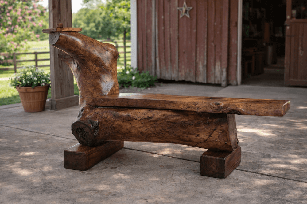 Rustic Bench / 
$495 / 
Made from Elm Branches / 
67x18x12"