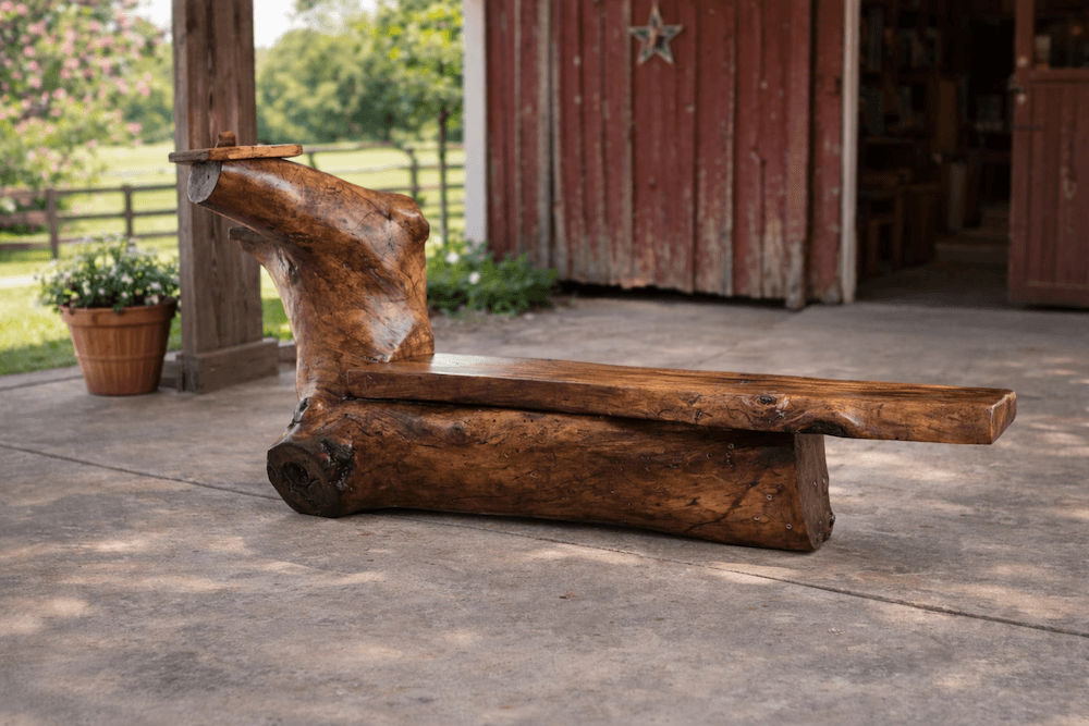 Rustic Bench / 
$875 / 
Made from Elm Tree Branches / 
67x18x12"