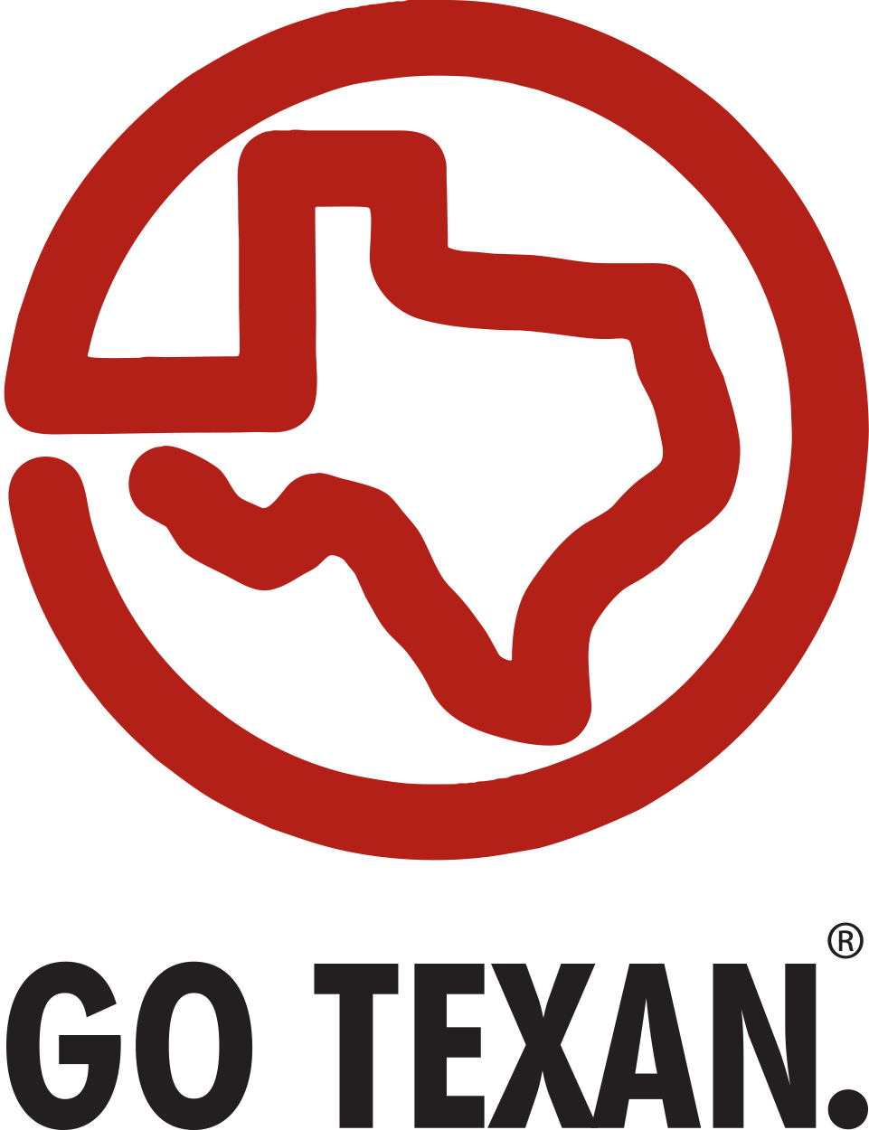 Official Go Texan membership logo with an outline of Texas inside a circle and the words "GO TEXAN" underneath.