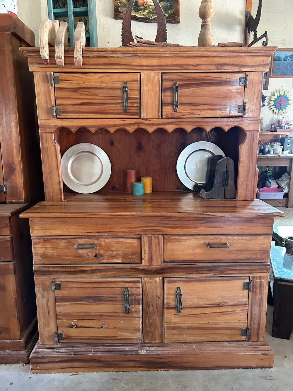 Country China Cabinet / 
$2500 / 
Made from Elm / 
66x50x22"