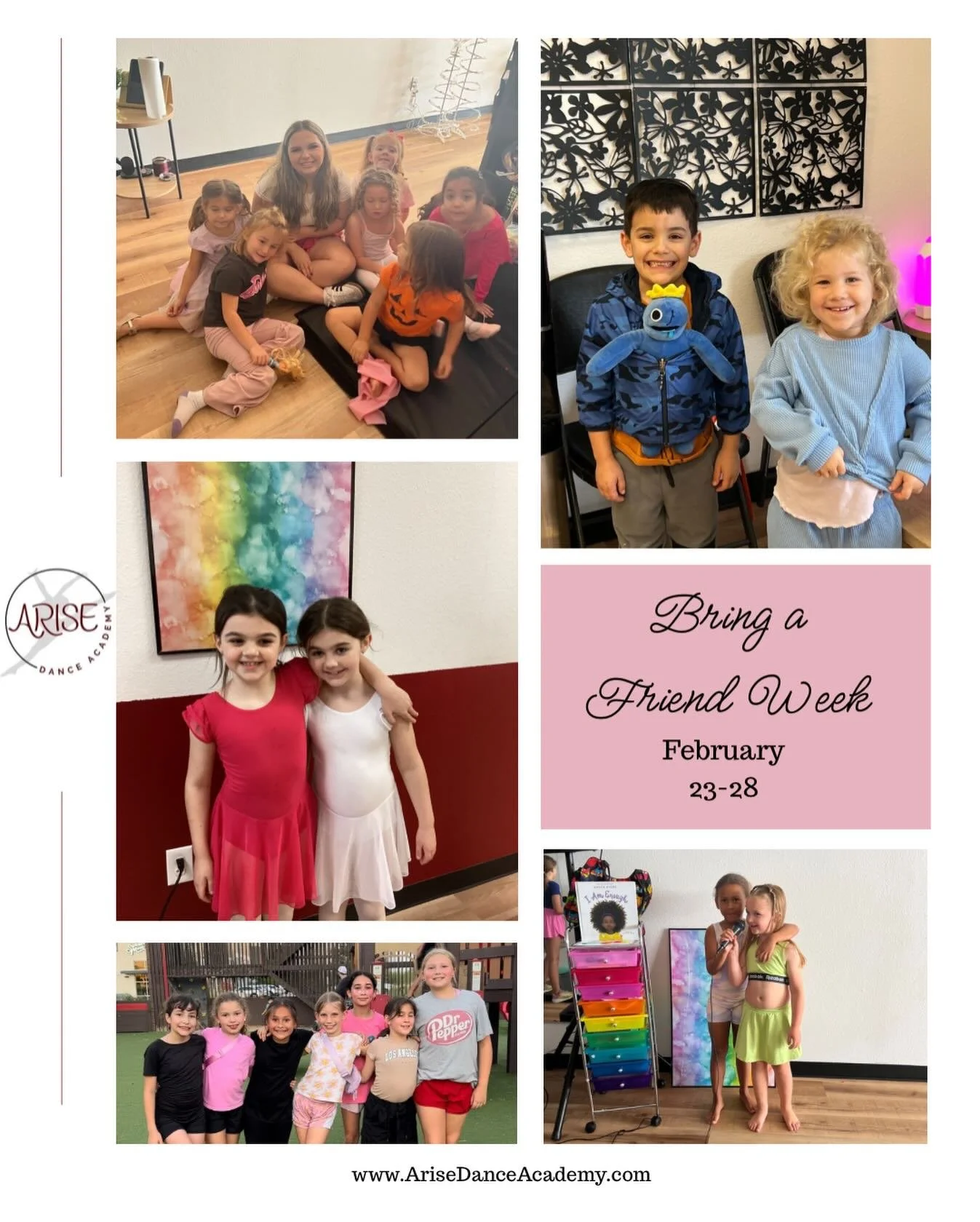 Dance is always better together! ❤️❤️Invite a friend to experience the joy, confidence, and fun that happens inside our studio walls. Whether it&rsquo;s their first class or their hundredth, we can&rsquo;t wait to welcome new faces to the Arise famil