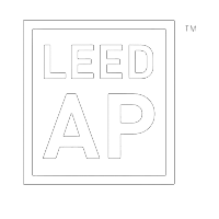 LEED AP logo in black and white with a square border
