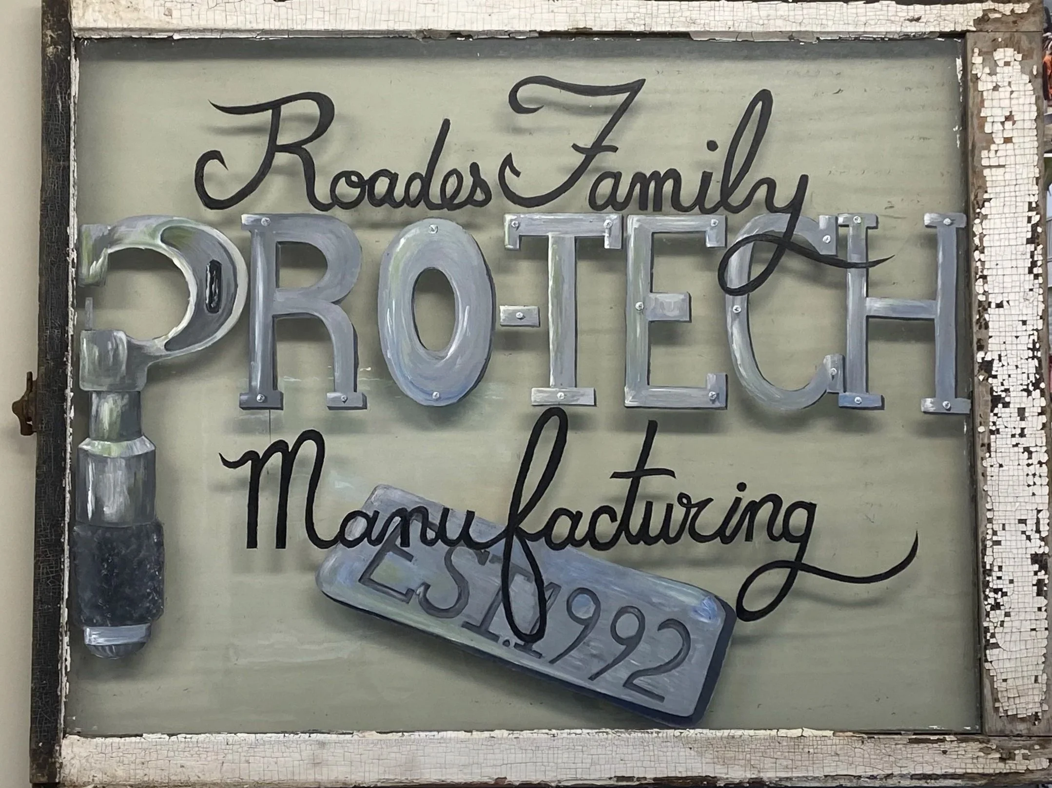 Pro-Tech Manufacturing - Oil Paint on Repurposed Glass Window (2019)