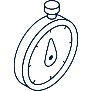 Illustration of a stopwatch with a watch face and a small button on top