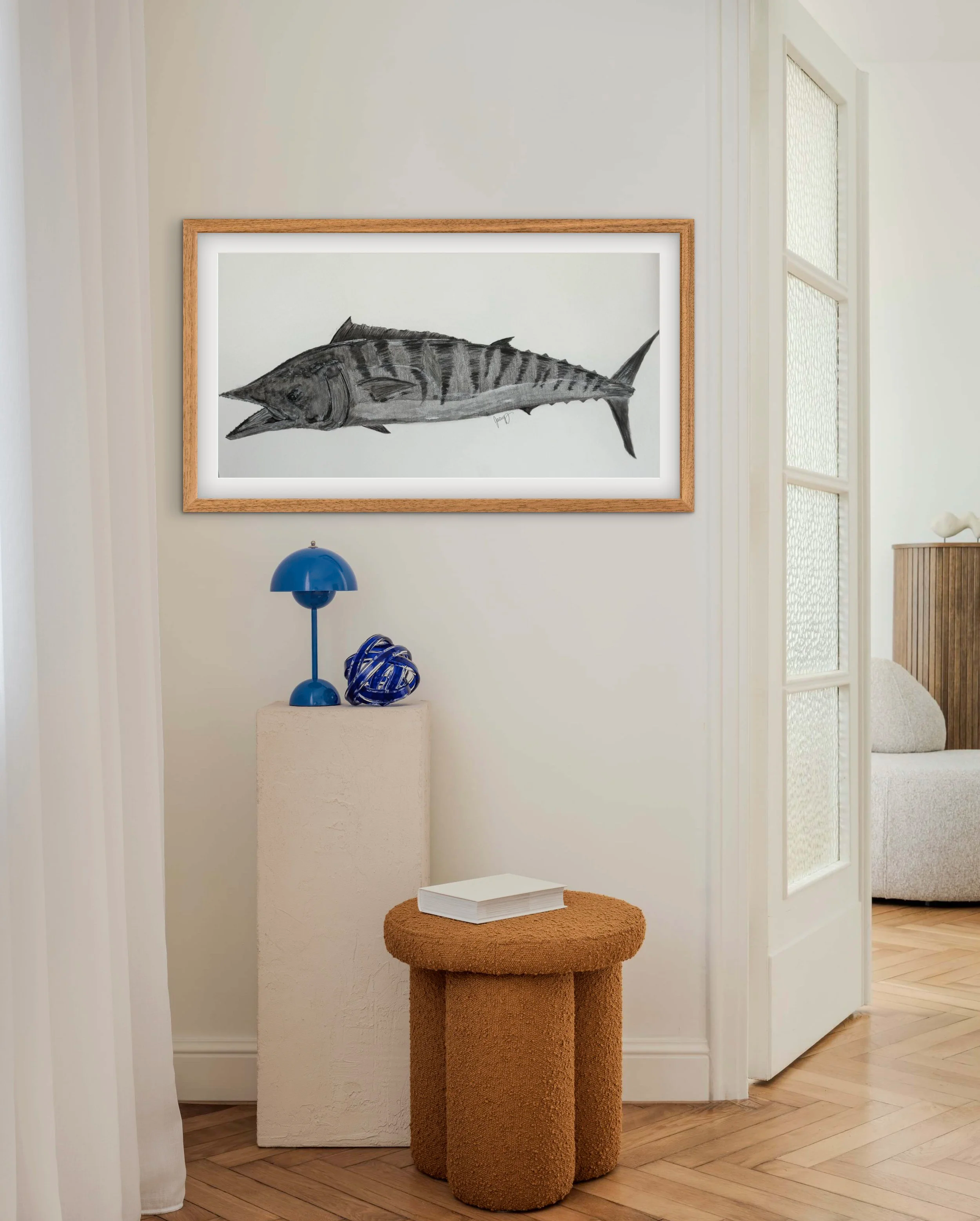 Original Watercolor Wahoo - in Pointillism