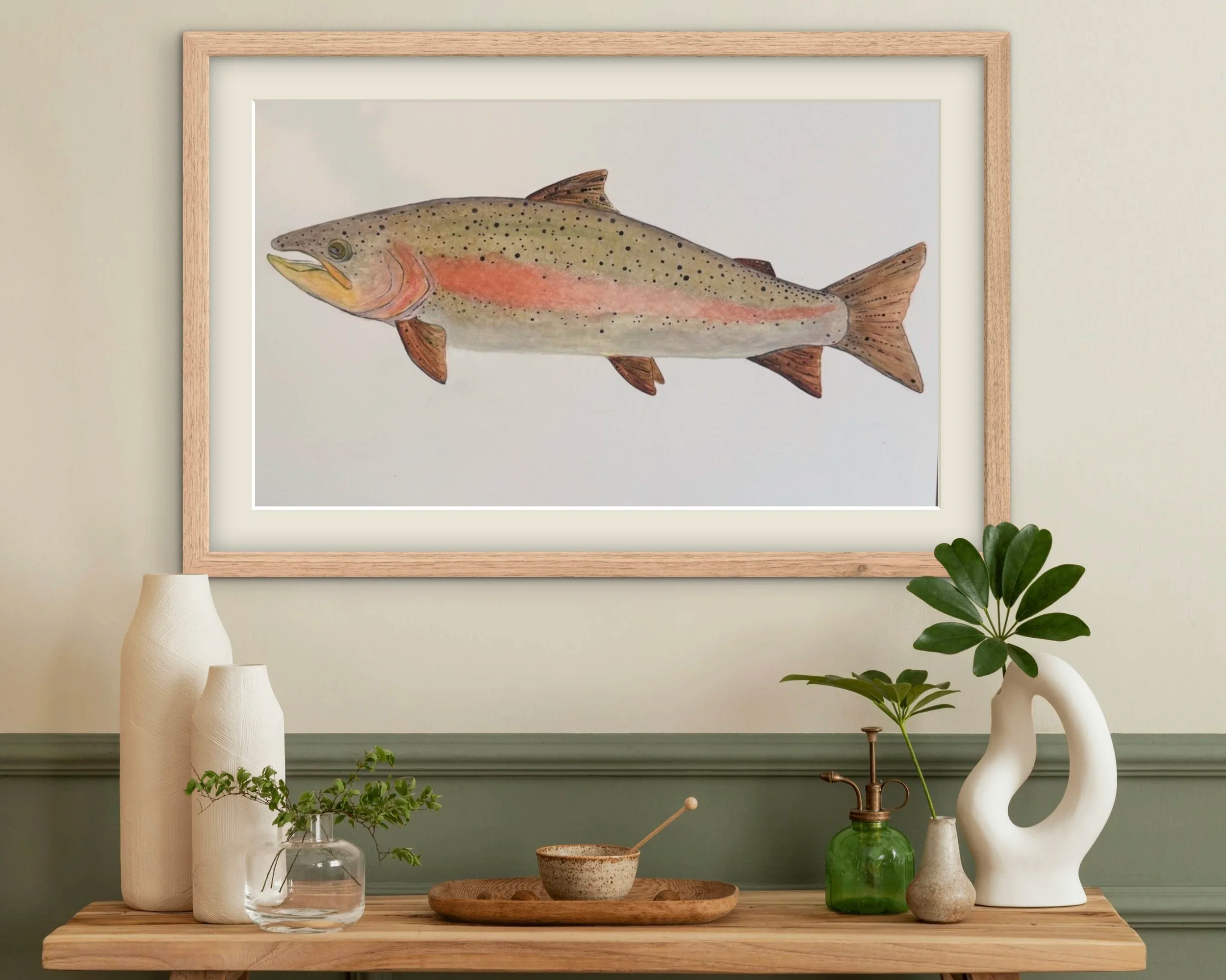 Rainbow Trout (Oncorhynchus mykiss), commissioned in 2025 by a private collector trained in zoology, whose thesis focused on the species. This piece bridges scientific observation and artistic interpretation, honoring a lifetime of study through form