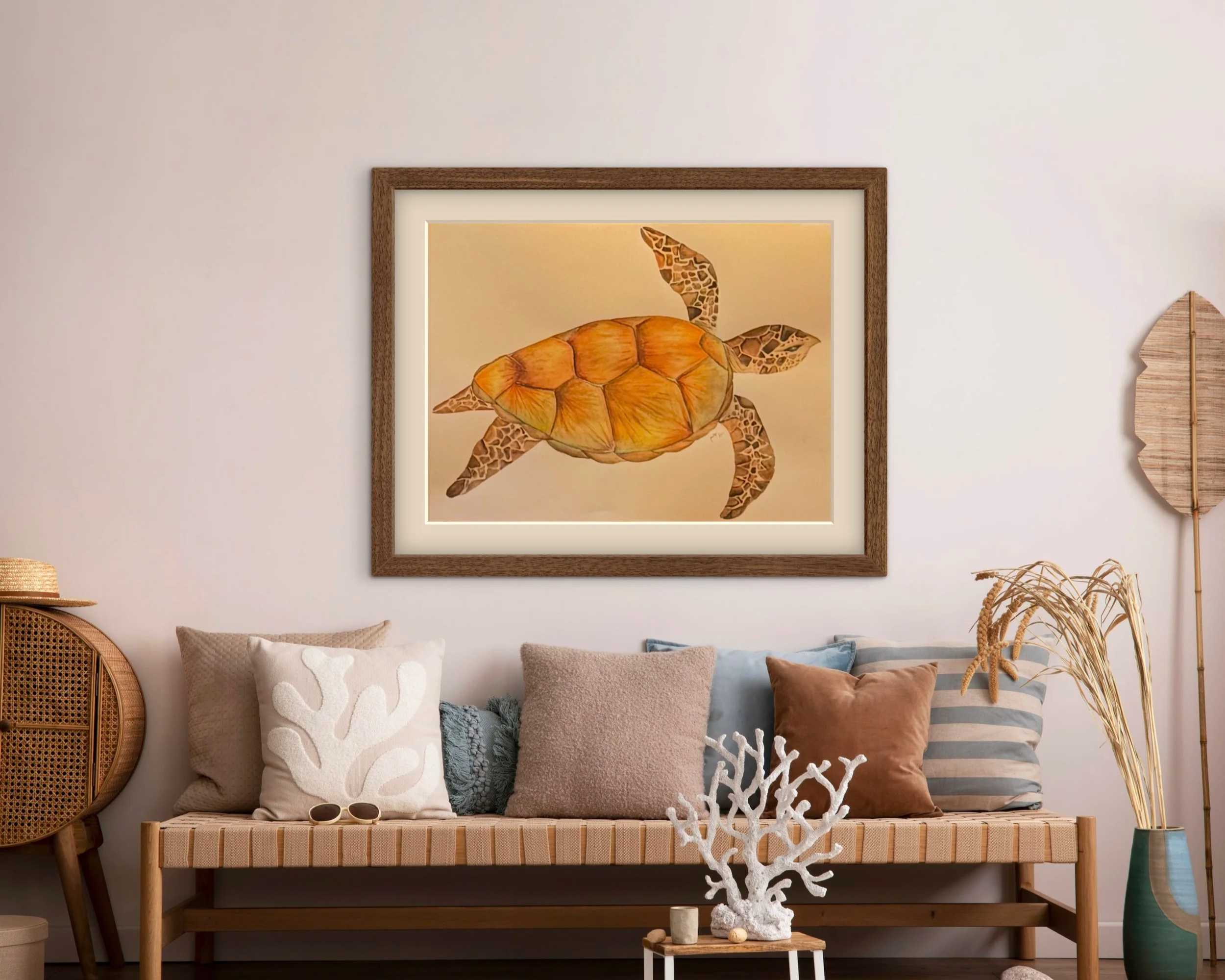 Sea Turtle, created in 2025 as a commissioned work gifted by the client to his business partner, who holds a lifelong love for the species. The piece now resides in Anna Maria Island, Florida, honoring both personal history and enduring affection.