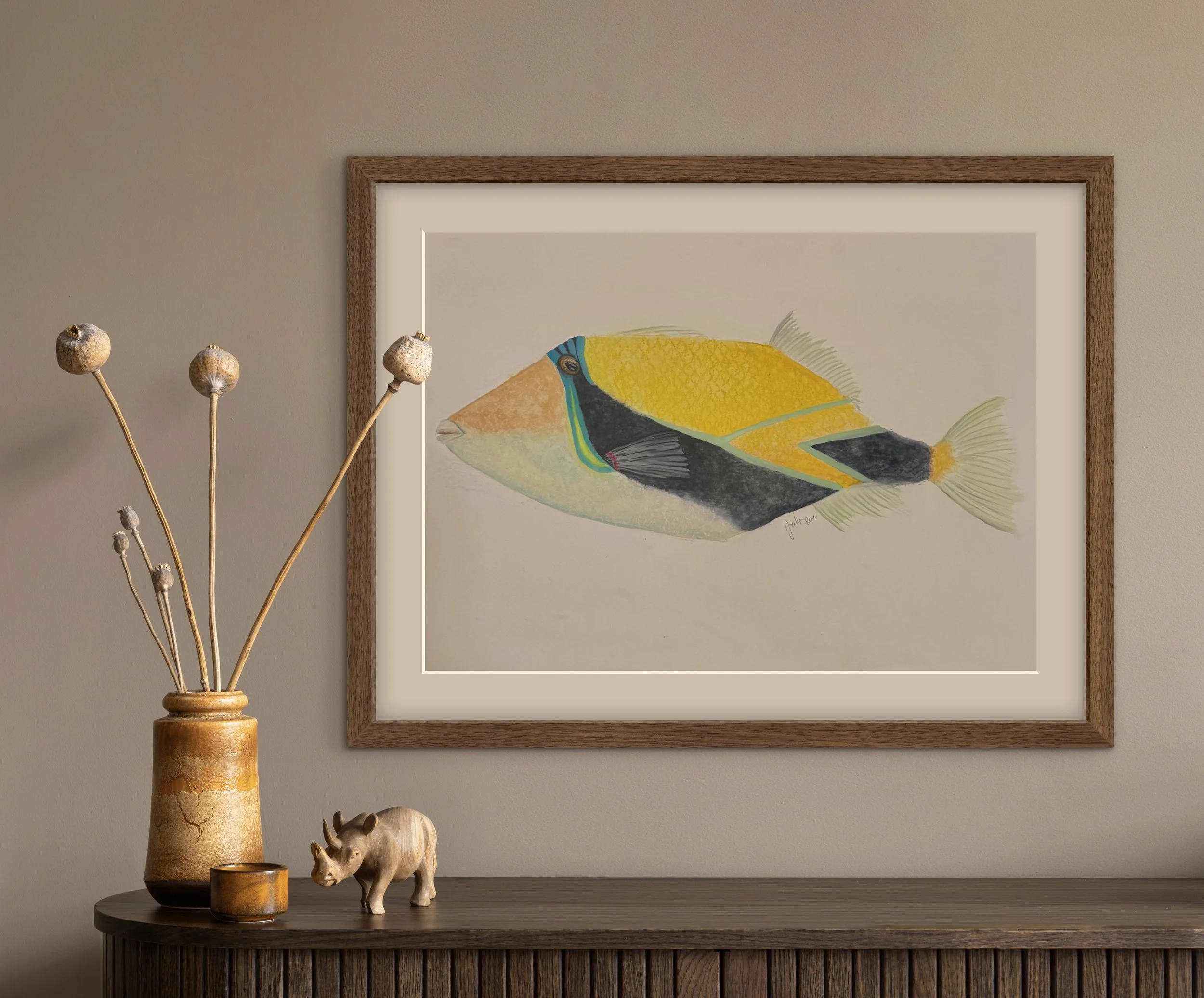Original Watercolor Picasso Triggerfish