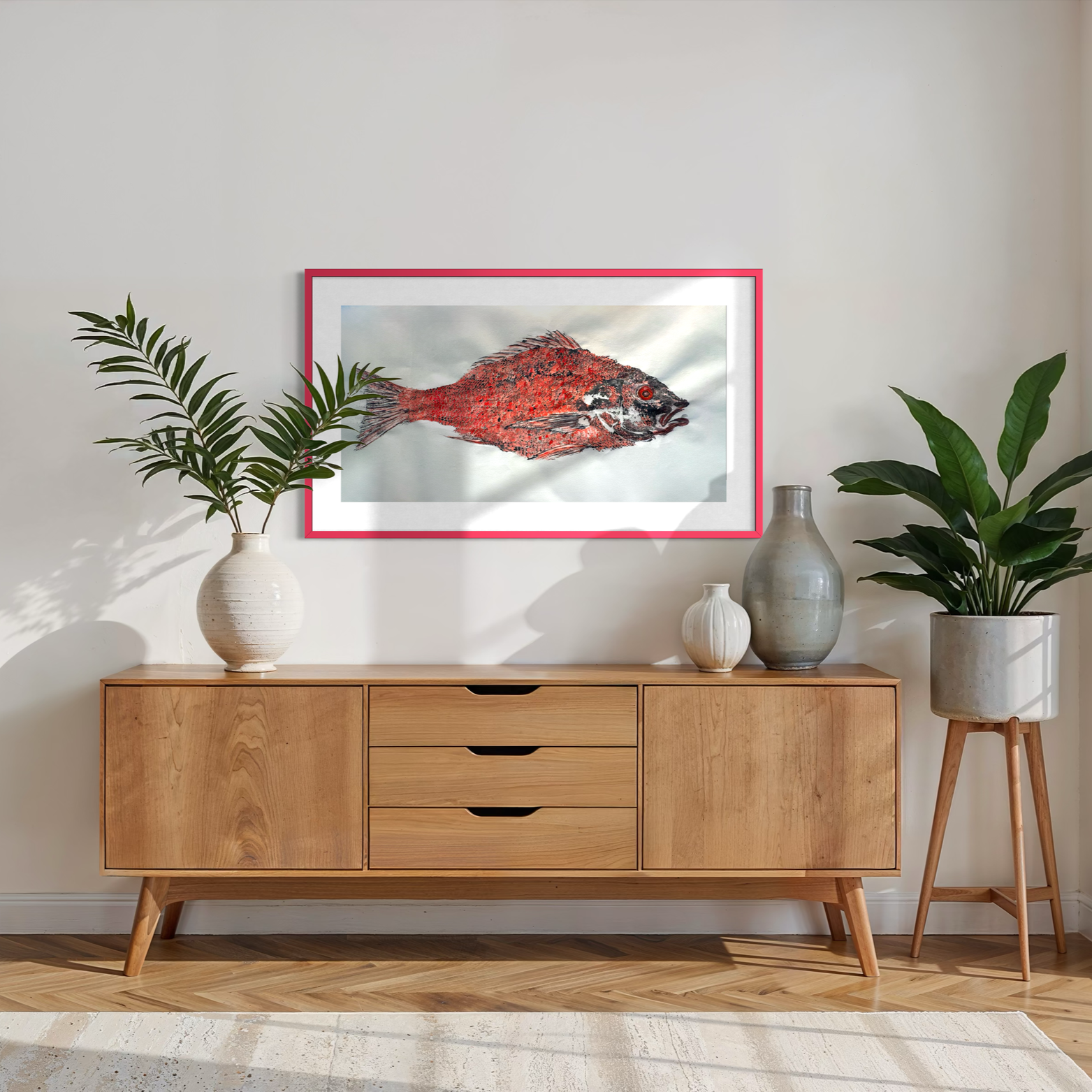 Red Snapper Original Gyotaku - with Watercolor Enhancement