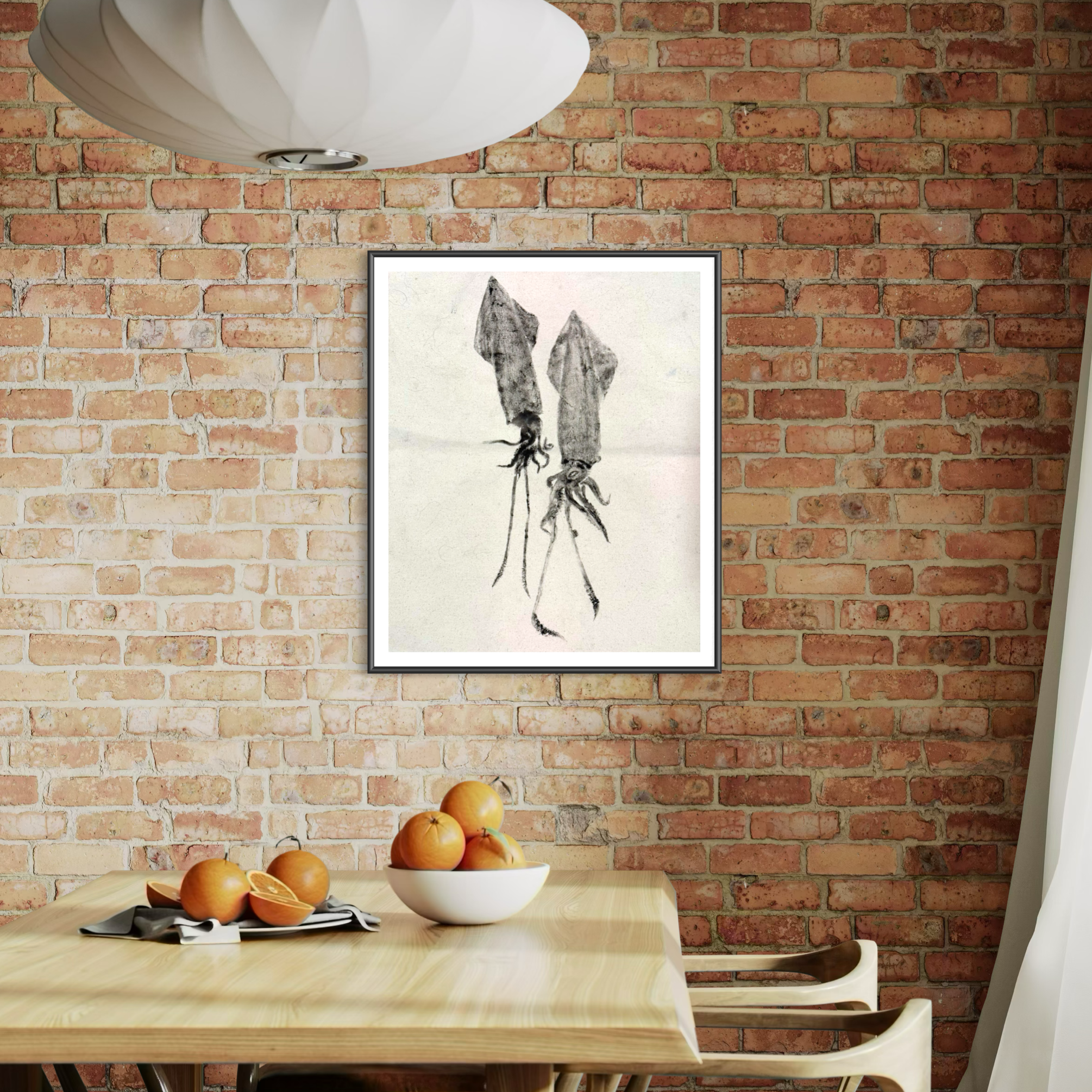 Pair of Squid Original Gyotaku