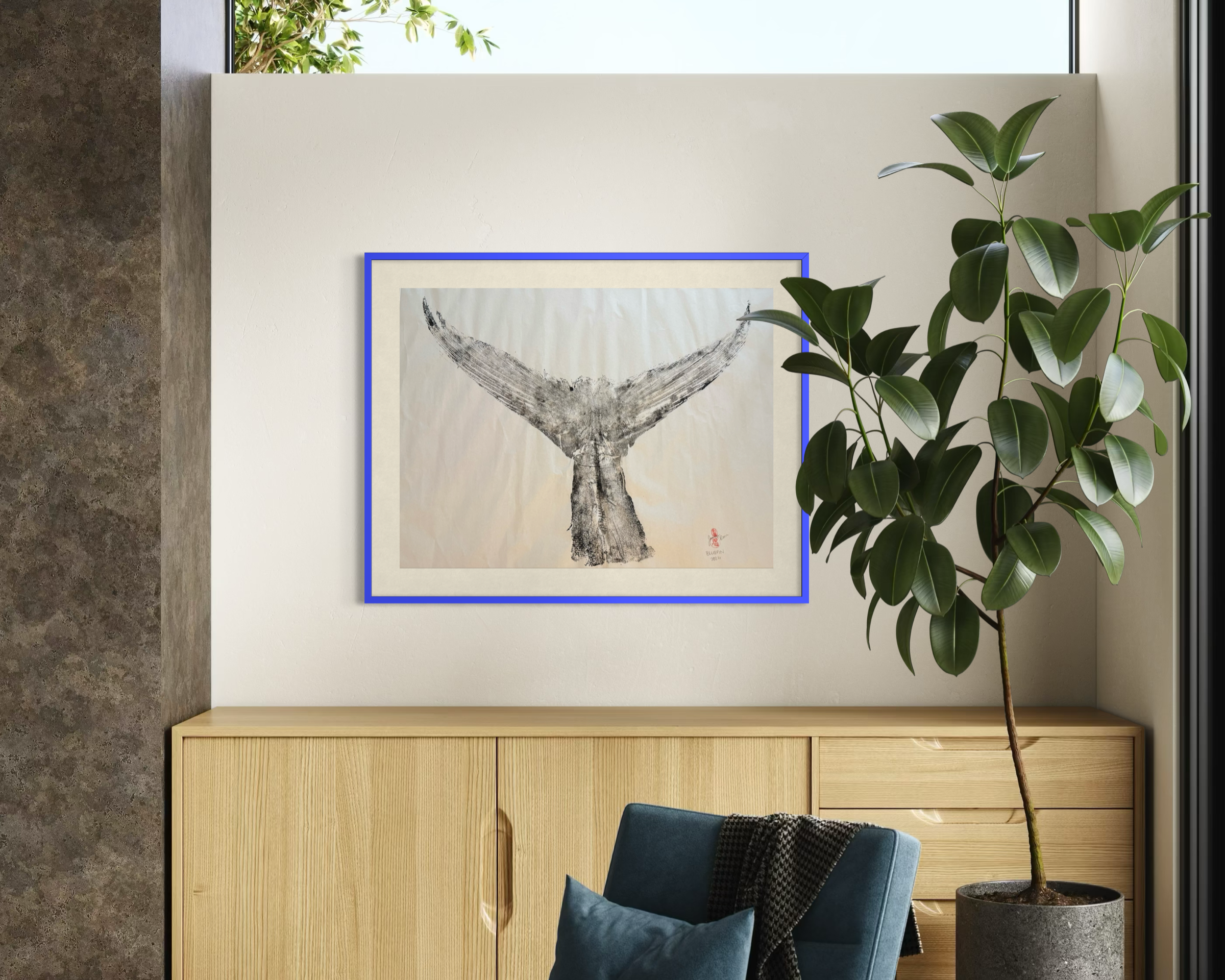 Bluefin Tuna Tail Original Gyotaku
