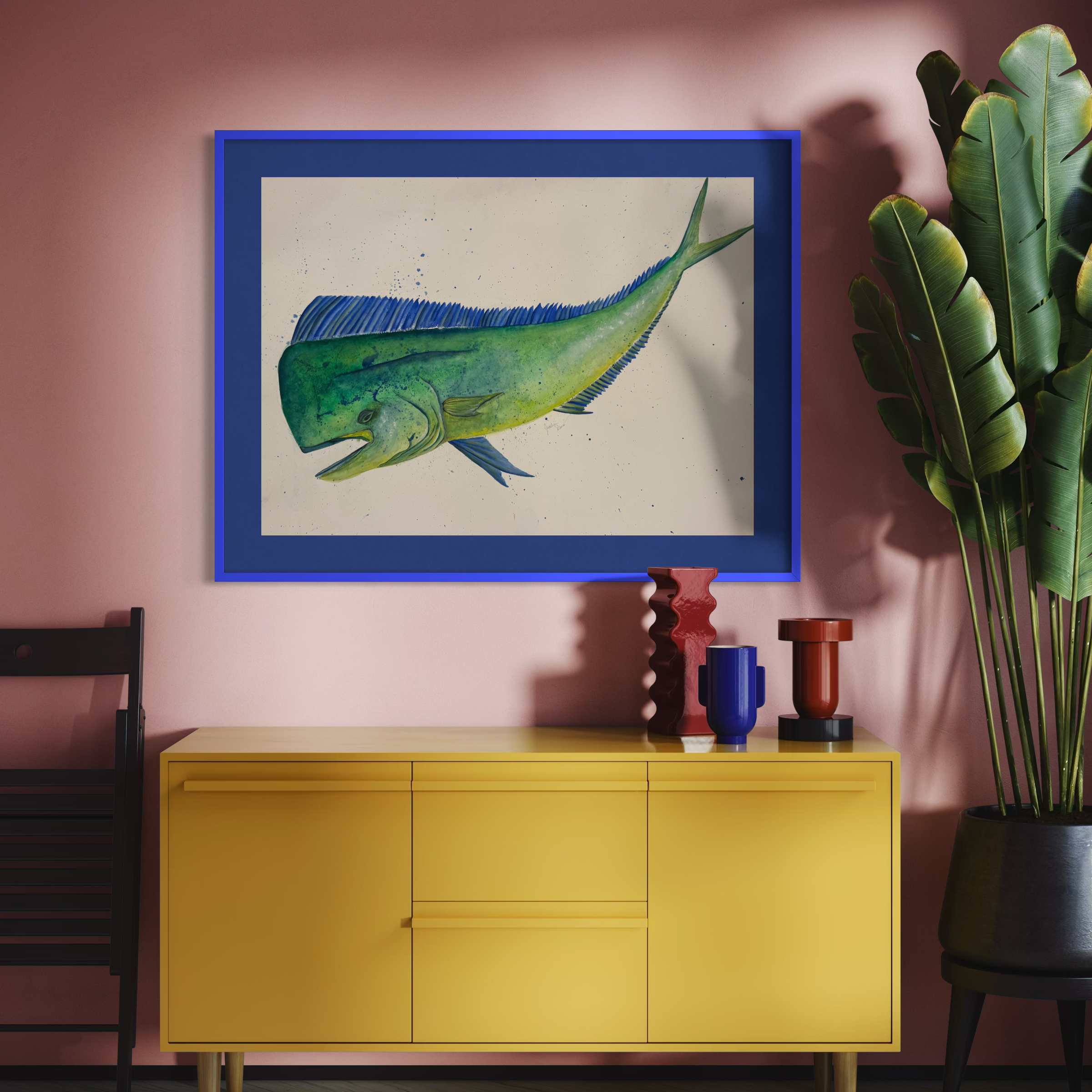 Original Watercolor Mahi Mahi