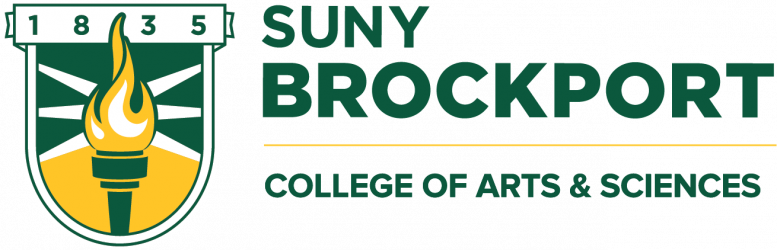 SUNY Brockport College of Arts & Sciences logo featuring a torch with a flame, the words 'SUNY BROCKPORT' in bold, and 'College of Arts & Sciences' underneath.