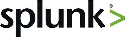 Splunk logo with black text and green arrow
