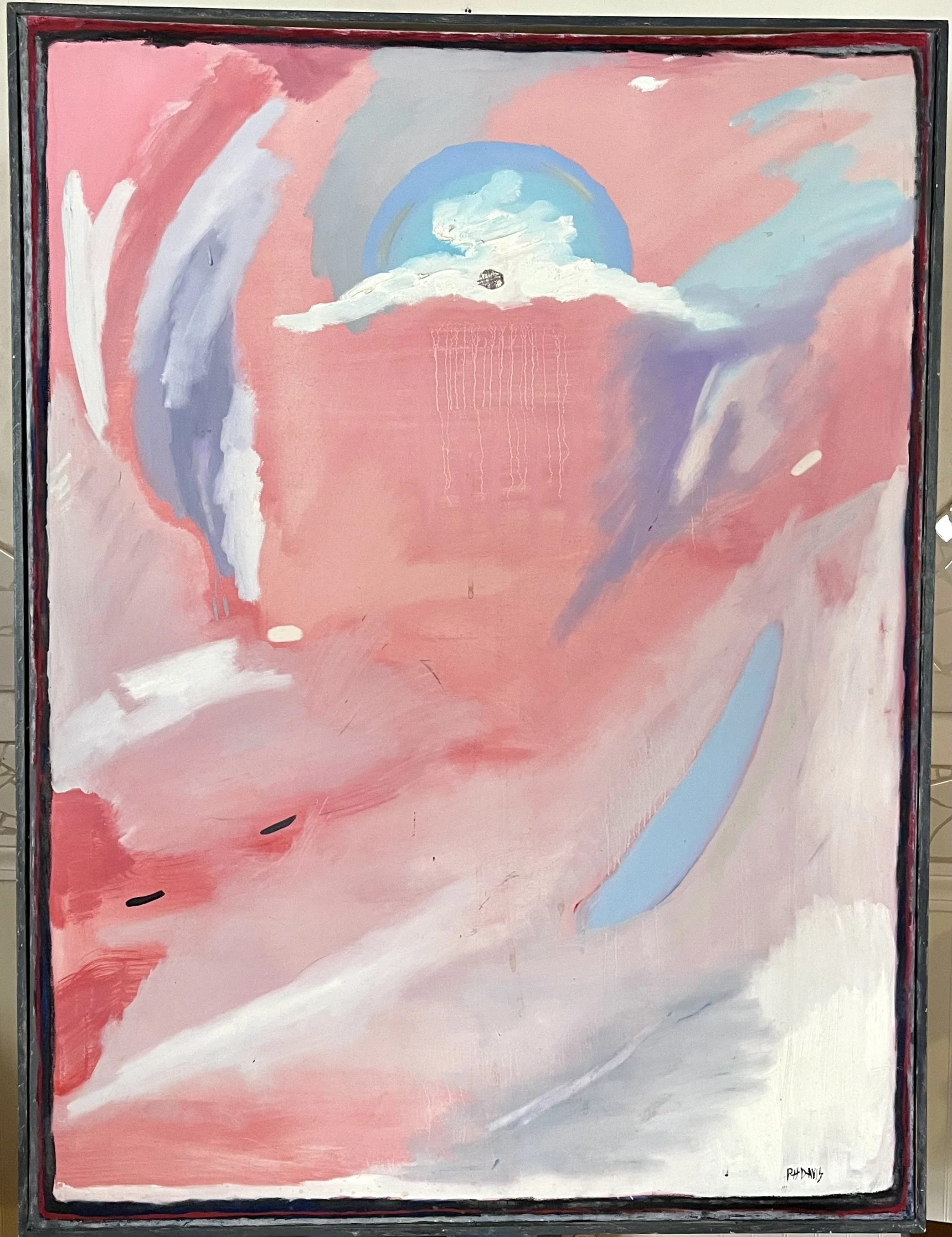 Insulation Blues, 1987, oil, thread and foil on canvas, 30 x 40"