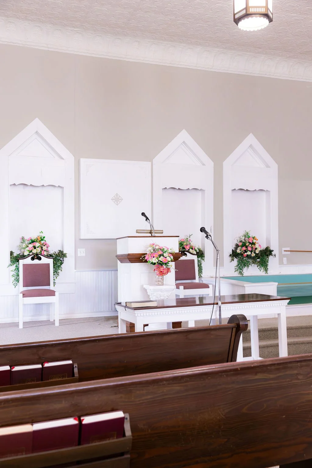 The pulpit of the Normangee Church of Christ, where the truth of God's word is readily and boldly proclaimed.