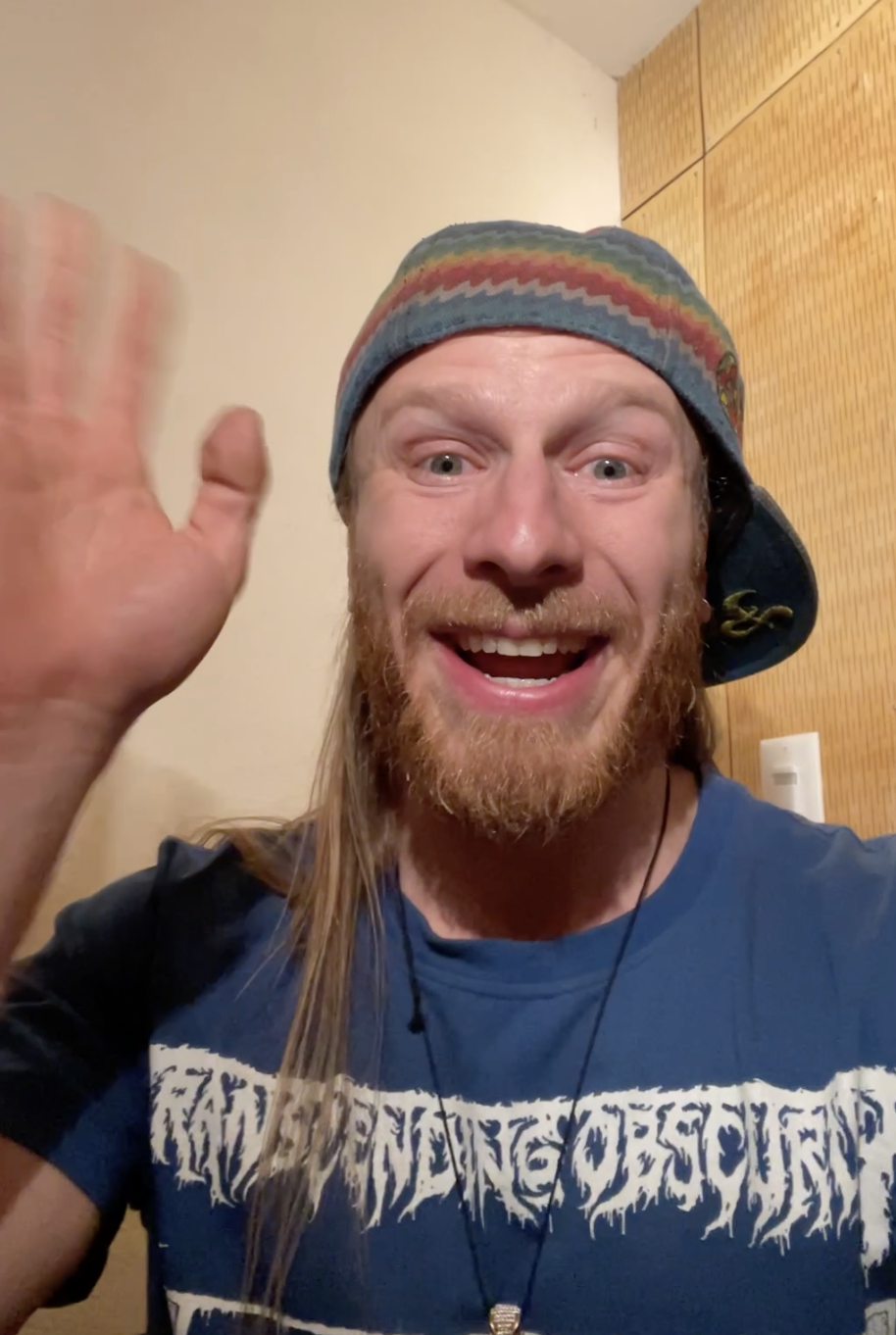 Meditation class attendee discussing benefits for stress and sleep