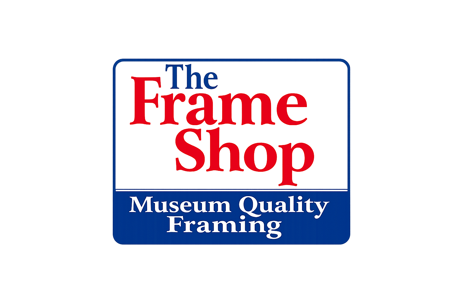 A sign for The Frame Shop with the words 'Museum Quality Framing' at the bottom.